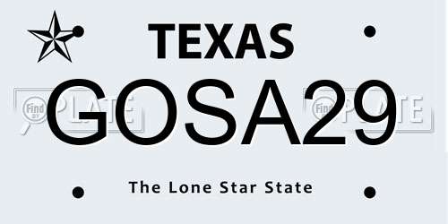 GOSA29 Texas License Plate