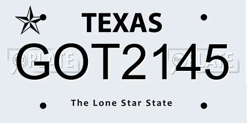 GOT2145 Texas License Plate