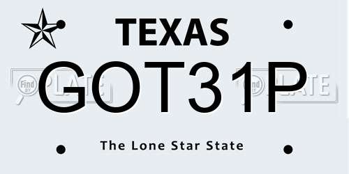 GOT31P Texas License Plate