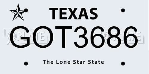 GOT3686 Texas License Plate