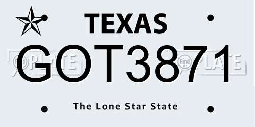 GOT3871 Texas License Plate