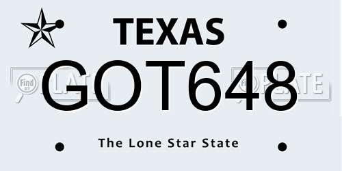 GOT648 Texas License Plate