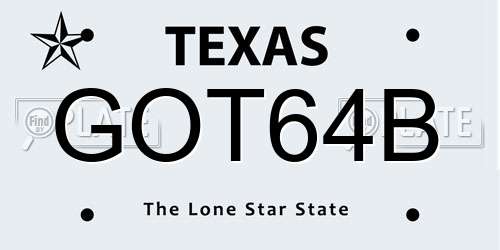 GOT64B Texas License Plate