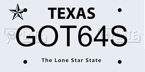 GOT64S Texas License Plate