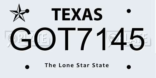 GOT7145 Texas License Plate