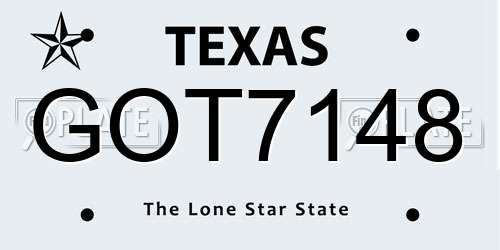 GOT7148 Texas License Plate