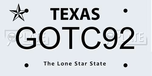 GOTC92 Texas License Plate