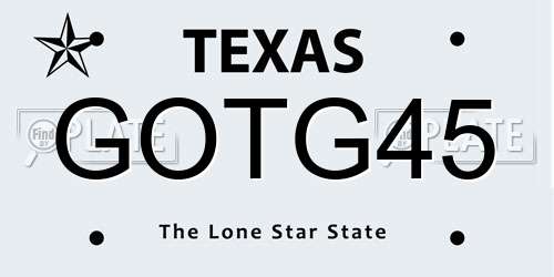 GOTG45 Texas License Plate