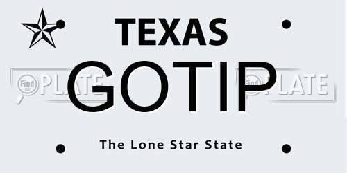 GOTIP Texas License Plate