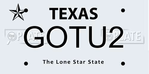 GOTU2 Texas License Plate