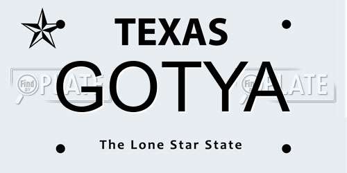 GOTYA Texas License Plate