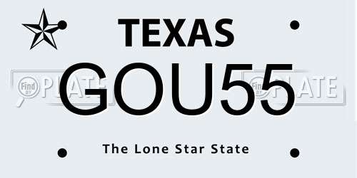GOU55 Texas License Plate