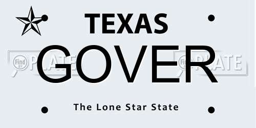 GOVER Texas License Plate