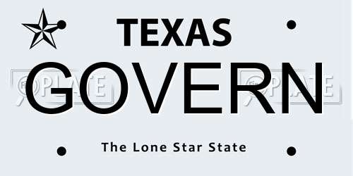 GOVERN Texas License Plate