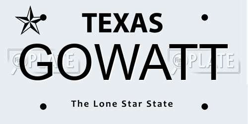 GOWATT Texas License Plate