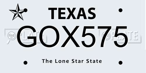 GOX575 Texas License Plate
