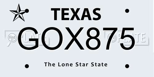 GOX875 Texas License Plate