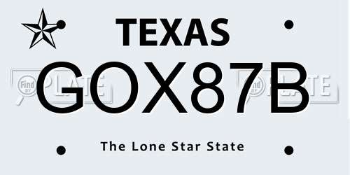 GOX87B Texas License Plate