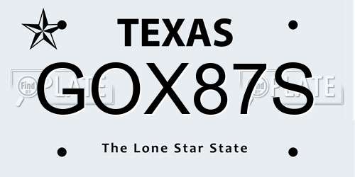GOX87S Texas License Plate