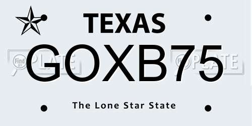 GOXB75 Texas License Plate
