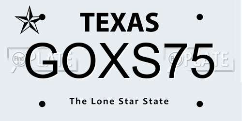 GOXS75 Texas License Plate