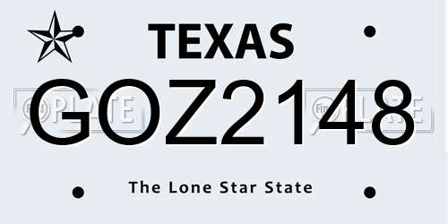 GOZ2148 Texas License Plate