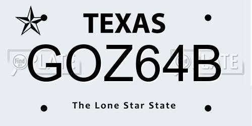 GOZ64B Texas License Plate