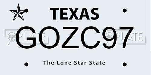 GOZC97 Texas License Plate
