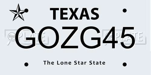 GOZG45 Texas License Plate