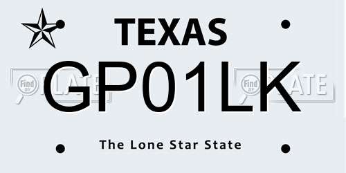 GP01LK Texas License Plate