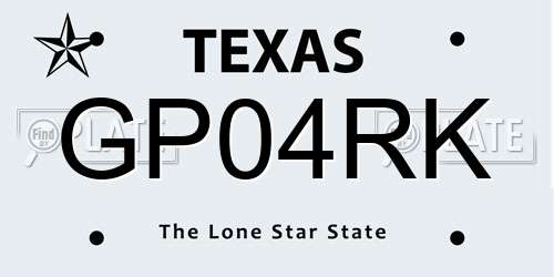 GP04RK Texas License Plate