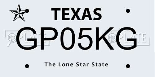 GP05KG Texas License Plate