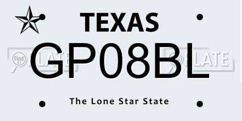 GP08BL Texas License Plate