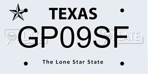 GP09SF Texas License Plate