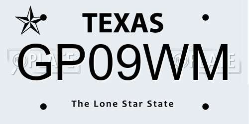GP09WM Texas License Plate