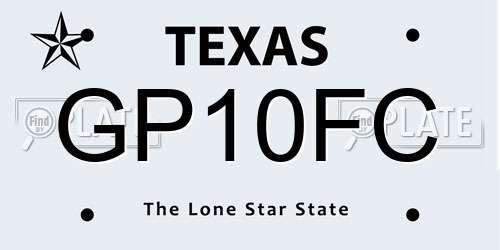 GP10FC Texas License Plate