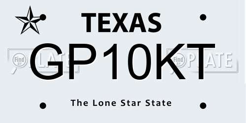 GP10KT Texas License Plate