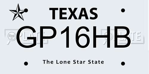 GP16HB Texas License Plate