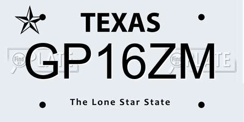 GP16ZM Texas License Plate