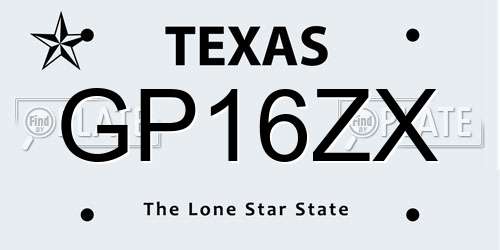 GP16ZX Texas License Plate