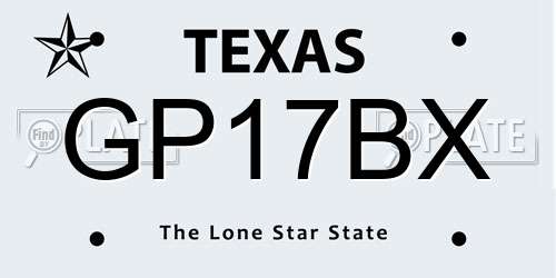 GP17BX Texas License Plate