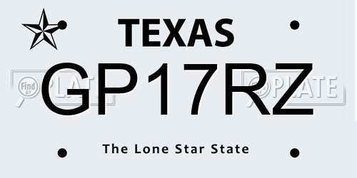 GP17RZ Texas License Plate