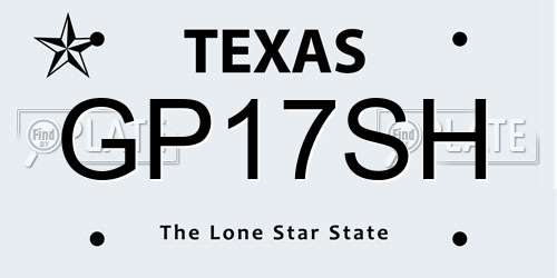 GP17SH Texas License Plate