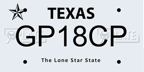 GP18CP Texas License Plate