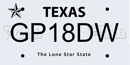 GP18DW Texas License Plate