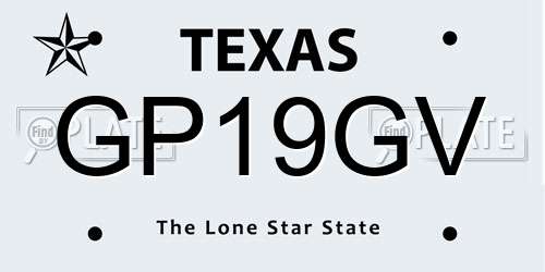 GP19GV Texas License Plate