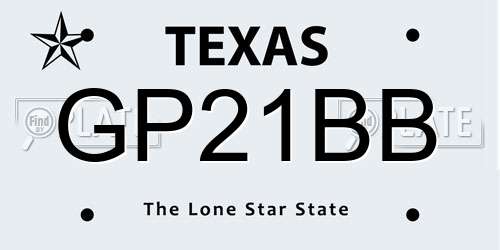 GP21BB Texas License Plate