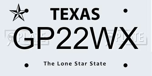GP22WX Texas License Plate