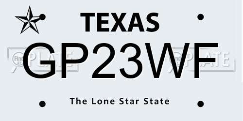GP23WF Texas License Plate