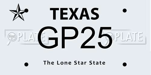 GP25 Texas License Plate